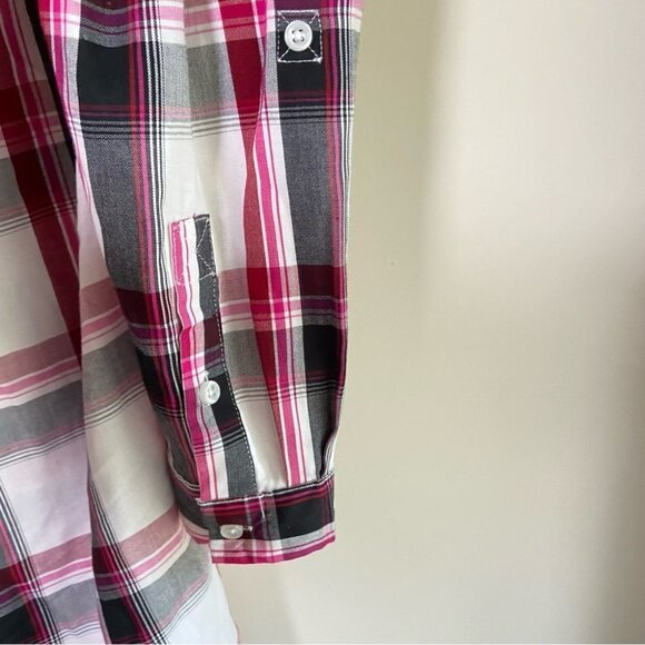 Weatherproof Vintage Faux Button Down Pull Over Pink White Plaid Medium - Picture 3 of 6